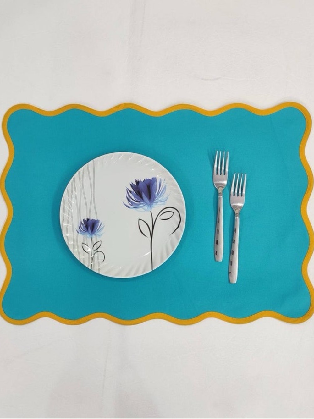 Turquoise Placemats with Yellow Trim - Set of 8
